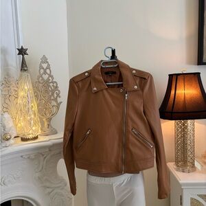 21 Saints Brown Pu Leather Jacket for Women